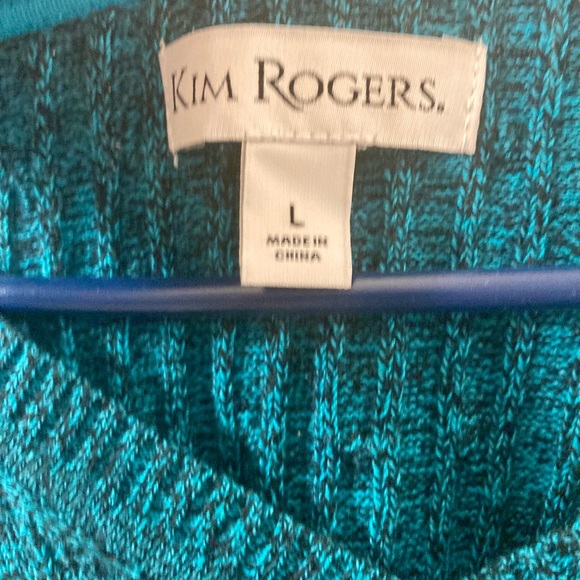 KIM ROGERS TEAL V NECK SWEATER - Picture 3 of 6